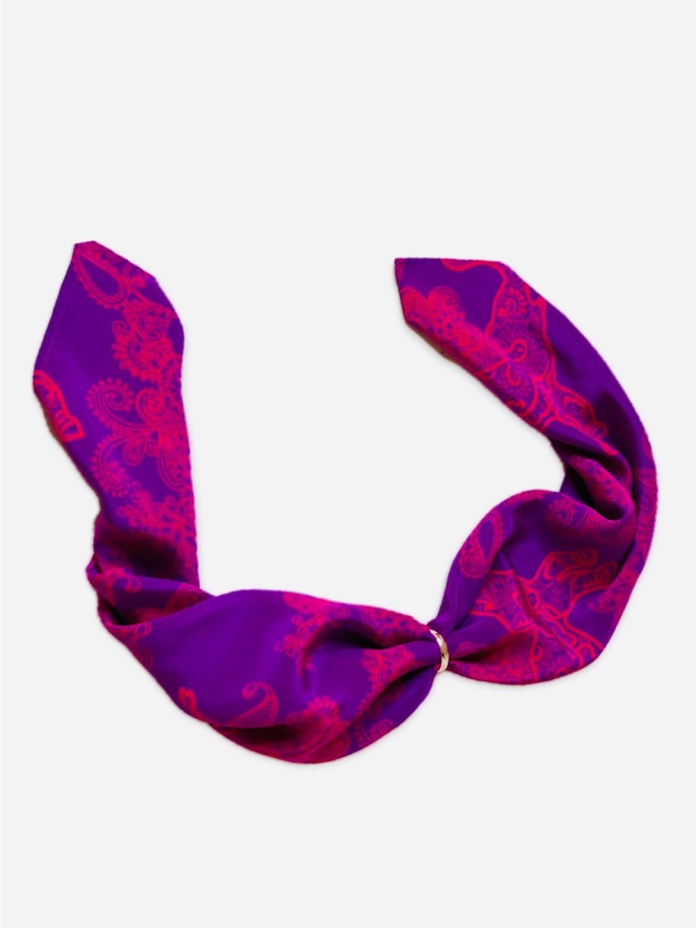 NWT SILKLETTE Paisley Boho Elephant 100% Fine Silk Kerchief Scarf PURPLE/ORANGE